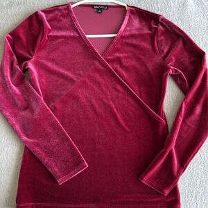J. Crew Women's Ruby Red Velvet Wrap Top